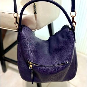 Coach Elle Hobo Eggplant Pebble Leather Shoulder Bag